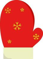 Snowflake Glove Or Mitten Icon In Red And Cream Color. vector