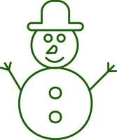 Cute Snowman Wearing Cap In Green Color. vector