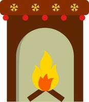 Colorful Fireplace Icon In Flat Style. vector