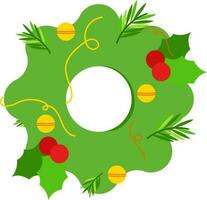 Isolated Decorative Christmas Wreath Icon In Flat Style. vector