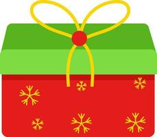 Bow Ribbon With Gift Box Icon In Green And Red Color. vector