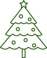 Decorated Xmas Tree Icon In Flat Style. vector