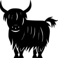 Highland Cow - Black and White Isolated Icon - Vector illustration