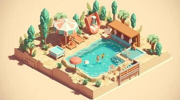 Summer the hottest season summer Illustration Isometric photo