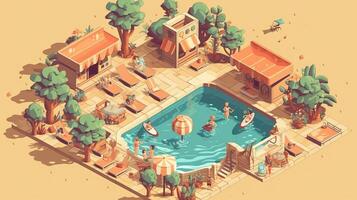 Summer the hottest season summer Illustration Isometric photo