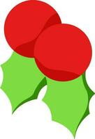 Isolated Holly Berry Leaves Icon In Green And Red Color. vector