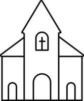 Black Linear Style Church Building Icon. vector