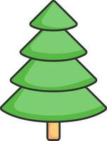 Isolated Green Color Xmas Tree Icon In Flat Style. vector