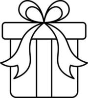 Isolated Gift Box Icon In Black Outline. vector