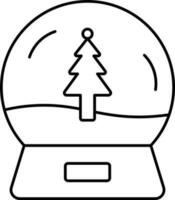 Navidad árbol cristal pelota negro contorno icono. vector
