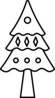 Isolated Christmas Tree Icon In Line Art. vector