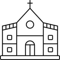Black Linear Style Church Building Icon. vector