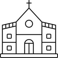 Black Linear Style Church Building Icon. vector