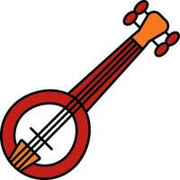 Flat Style Banjo Icon In Red Color. vector