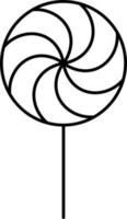 Isolated Spiral Lollipop Icon In Black Outline. vector