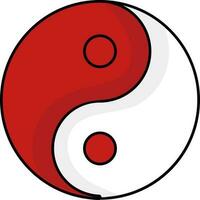 yin yang icono en rojo y blanco color. vector