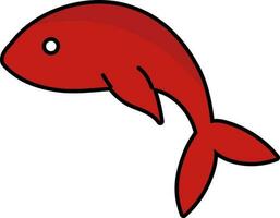 Jumping Fish Cartoon Icon In Red Color. vector