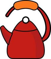 Stylish Kettle Icon In Red Color. vector