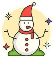 Sticker Style Colorful Snowman Icon In Flat Style. vector