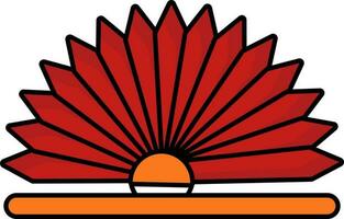 Folding Fan In Red And Orange Color. vector