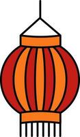 Chinese Lantern Icon In Orange And Red Color. vector