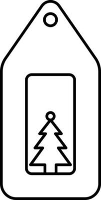 Black Outline Christmas Tree Tag Icon Or Symbol.