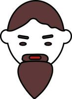 Cartoon Chinese Man Face Icon In Brown And White Color. vector