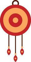 Circular Lucky Wind Chimes Icon In Orange And Red Coor. vector