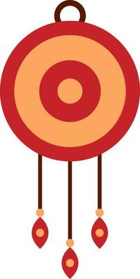 Circular Lucky Wind Chimes Icon In Orange And Red Coor.