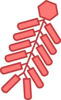 Firecracker String Flat Icon In Red Color. vector