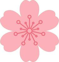 Pink Cherry Flower Icon In Flat Style. vector