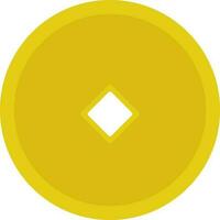 Yellow And White Qing Ming Coin Icon Or Symbol. vector