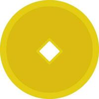 Yellow And White Qing Ming Coin Icon Or Symbol. vector