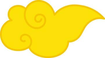 Yellow Floating Cloud Icon In Flat Style. vector