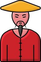 Isolated Chinese Boy Wearing Traditional Costume Red Icon. vector