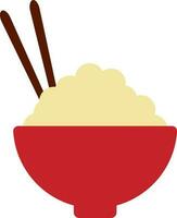 Flat Illustration Of Rice With Chopsticks In Bowl Icon. vector