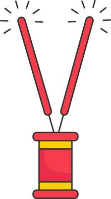 Burning Aromatic Sticks Stand Icon In Red And Yellow Color.