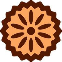 Isolated Floral Pie Icon In Brown Color. vector