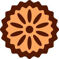 Isolated Floral Pie Icon In Brown Color. vector