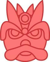 Isolated Dragon Face Icon In Red Color. vector