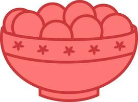 Red Dumpling Dish Pot Icon In Flat Style. vector