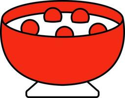 tangyuan cuenco plano icono en rojo y blanco color. vector