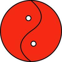Yin Yang Symbol Or Icon In Red Color. vector