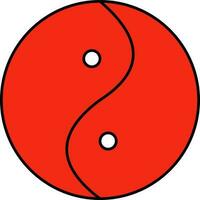 yin yang símbolo o icono en rojo color. vector