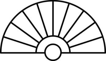Open Folding Fan Icon In Line Art. vector