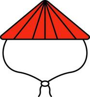 Red Conical Hat Icon In Red Color. vector