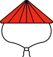 Red Conical Hat Icon In Red Color. vector