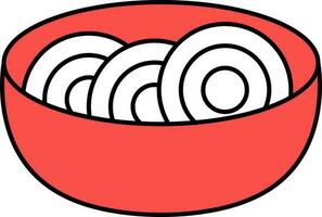 Red And White Noddles Bowl Icon. vector