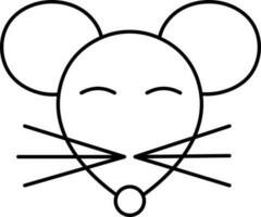 Cute Rat Cartoon Character Outline Icon. vector