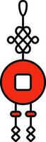 Chinese Amulet Flat Icon In Red And Black Color. vector